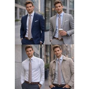 Jos. A. Banks Beige/Pink/ Silver tie